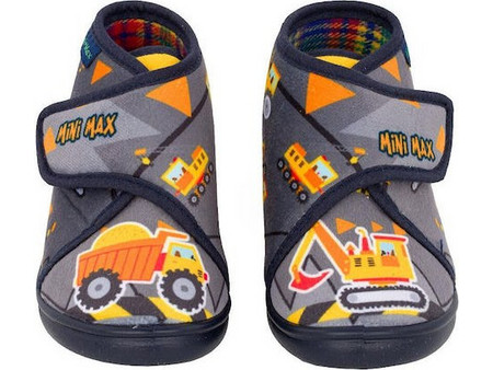 Mini Max Ανατομικές Χειμερινές Παιδικές Παντόφλες Μποτάκια για Αγόρι Γκρι VERGON6