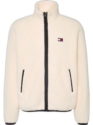 Tommy Jeans Ανδρική Ζακέτα Fleece με Φερμουάρ Cream DM0DM22345-AEF