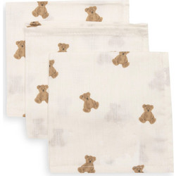 Jollein Mini Teddy Bear Σετ Βρεφικές Λαβέτες Ώμου Μουσελίνα Μπεζ 31x31cm 3τμχ