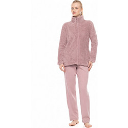 Pink Label Γυναικεία Ρόμπα Χειμωνιάτικη Fleece Ροζ W2050