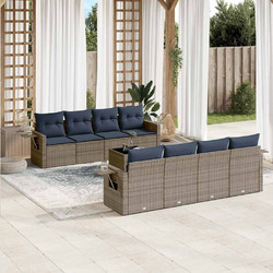 vidaXL Σετ Σαλόνι Κήπου Rattan 9τμχ Γκρι Μπλε 3219950