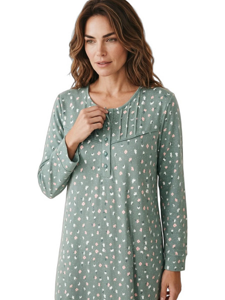 Minerva Collection Cozy Blossom Γυναικείο Νυχτικό Βαμβακερό Πράσινο CL2791-68