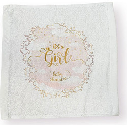 Bonjour Bebe Girl Baby Shower Βρεφική Λαβέτα Ώμου 100% Βαμβακερή Λευκή Ροζ