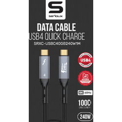 Serioux SRXC-USBC40GB240W1M Braided USB-C to USB-C 240W 1m Black