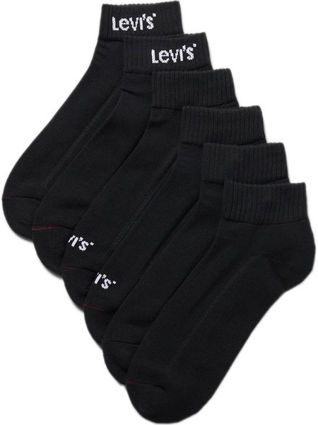 Levi's Βαμβακερές Ανδρικές Κάλτσες Κοντές Μαύρες 6Pack 701244582-002
