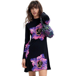 Desigual Mini Καθημερινό Φόρεμα Floral Μεταξωτό Μαύρο 26WWVK03-2000