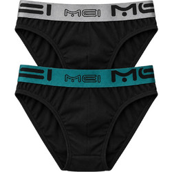 Mei Ανδρικά Σλιπ Βαμβακερά Μαύρα 2Pack 272-3