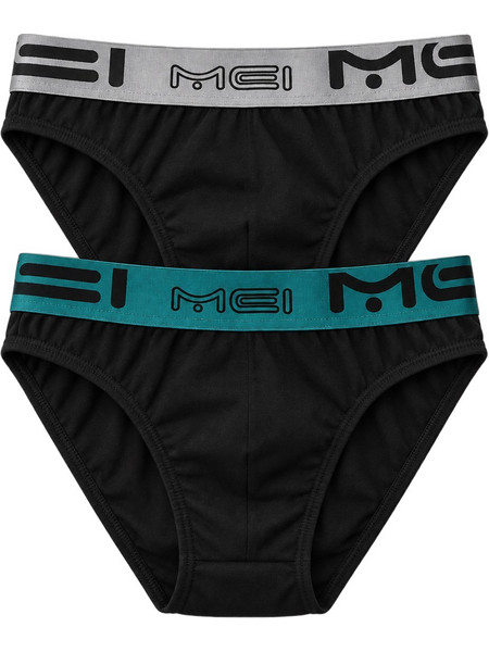 Mei Ανδρικά Σλιπ Βαμβακερά Μαύρα 2Pack 272-3