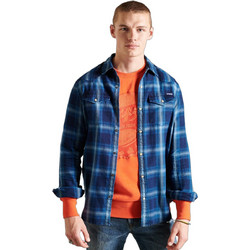 Superdry Ανδρικό Πουκάμισο Βαμβακερό Καρό Μακρυμάνικο Κανονική Γραμμή Overshirt Μπλε M4010461A-6IN