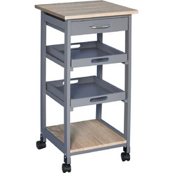HOMCOM 801-153GY Τρόλεϊ Ξύλινο 4 Θέσεων 37x37x76cm