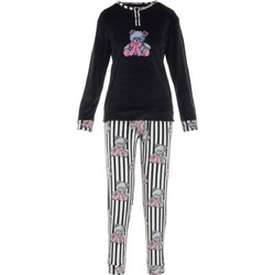 Gsecret Σετ Γυναικείες Πιτζάμες Χειμωνιάτικες Fleece Μαύρες Λευκές BB2627-39751