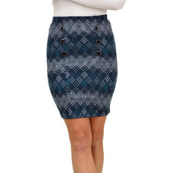 Potre Μίντι Φούστα Υφασμάτινη Ψηλόμεση Pencil Navy Μπλε 222044784