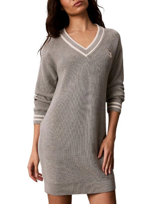 Calvin Klein Mini Καθημερινό Φόρεμα Πλεκτό Γκρι LV047H369G-P7A