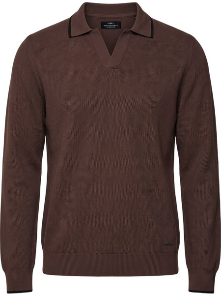 Funky Buddha Ανδρική Μπλούζα Polo Μακρυμάνικη Καφέ FBM014-016-09