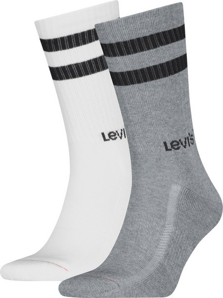 Levi's Ανδρικές Κάλτσες Ψηλές Λευκές Ανθρακί 2Pack 701239480-003