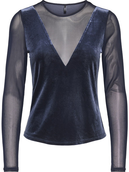 Only Γυναικείο Χειμερινό Top Βελούδινο Navy Μπλε 15360668
