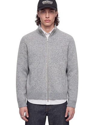 Jack & Jones Ανδρική Ζακέτα Πλεκτή με Φερμουάρ Γκρι 12308849
