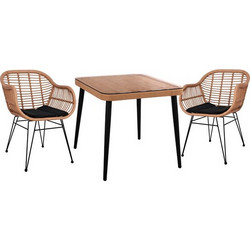 HomeMarkt Σετ Τραπεζαρία Κήπου Μεταλλικό 3τμχ Καφέ HM10483