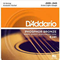 D'Addario EJ41 Σετ 12 Χορδές Ακουστικής Κιθάρας Phosphor Bronze 9-45" Extra Light Tension