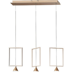 Fabas Luce Κρεμαστό Φωτιστικό Οροφής Ράγα Τρίφωτο LED με Θερμό Λευκό Φως Χρυσό 3390-49-225
