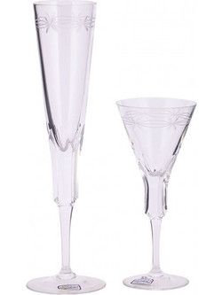 WM Collection Σετ Ποτήρια Ούζου Κρυστάλλινα Κολωνάτα 220ml 6τμχ N342