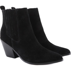 Nine West Lexa Γυναικεία Μποτάκια Cowgirl Suede Μαύρα με Χοντρό Χαμηλό Τακούνι SU-960
