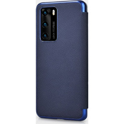 iCarer Grained Series Δερμάτινη Smart Flip Θήκη Huawei P40 - Blue (XHP40003-BU)