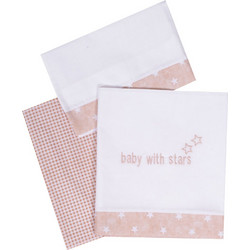 Figlio Bino Stars Σετ Βρεφικά Σεντόνια Λίκνου Βαμβακερά 68x108 Ecru