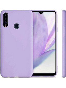 Samsung Galaxy A20S - Anti-slip Liquid Silicone Gel Rubber Bumper Case with Soft Microfiber Lining Cushion Slim Hard Shell- Μωβ