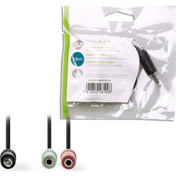 NEDIS CAGP22150BK02 Headset Audio Cable, 3.5 mm Male - 2x 3.5 mm Female, 0.2m, B