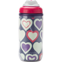 Ecolife Smash Glow in the Dark! Hearts Παιδικό Μπουκάλι Πλαστικό BPA Free με Καλαμάκι Πολύχρωμο 420ml