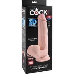 Pipedream King Cock Plus 9" Triple Density with Swinging Balls Ρεαλιστικό Dildo με Βεντούζα & Όρχεις 22.9cm Flesh