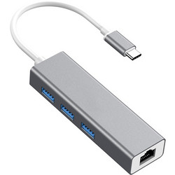 Type C 100 Mbps Gigabit Ethernet Rj45 Lan Adapter With 3 Usb 3.0 HW-TC15 (Κωδ. 1-DOCK007)