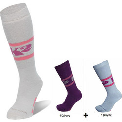 K2 THE JUVY SKI SOCKS Violet/Gray ΠΑΙΔΙΚΕΣ (2 ΖΕΥΓΗ)