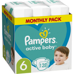 Pampers Active Baby Monthly Pack Πάνες No6 13-18kg 128τμχ