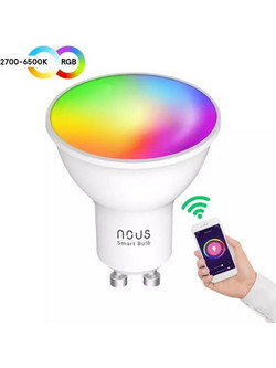 NOUS Tuya Smart bulb LED GU10 4.5W RGB WiFi, Works With Alexa and Google Assistant (P8)