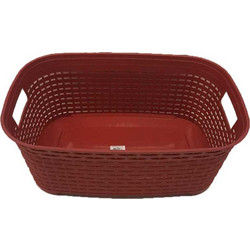 Καλάθι ρούχων πλαστικό κερασί Rattan 30 λίτρα 52x35x21εκ. - Alkansan plastik