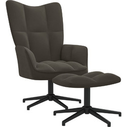 vidaXL Πολυθρόνα με Υποπόδιο Βελούδινη Γκρι Relax 328107