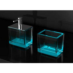 COLORI Glass Design Μοντέρνα Αξεσουάρ Μπάνιου Ποτηροθήκη και Dispenser σε 4 Χρώματα Turquoise