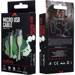 Maxlife Regular USB 2.0 to micro USB Cable Πράσινο 1m (MXU-04)