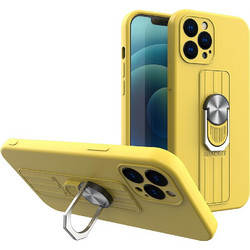 Ring Case silicone case with finger grip and stand for iPhone 12 mini yellow
