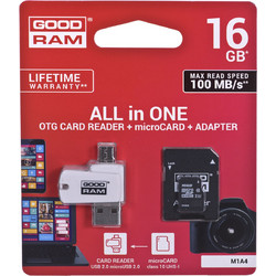 GoodRam M1A4 microSDHC 16GB Class 10 U1 UHS-I + Adapter + OTG