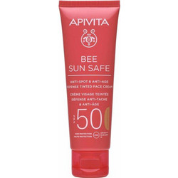 Apivita Bee Sun Safe Anti-Spot & Anti-Age Defense Golden Αντηλιακή Κρέμα Προσώπου Αντιγηραντική Κατά των Πανάδων με Χρώμα SPF50 50ml