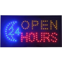 Φωτιζόμενη πινακίδα Led με κίνηση 24 Hours Open