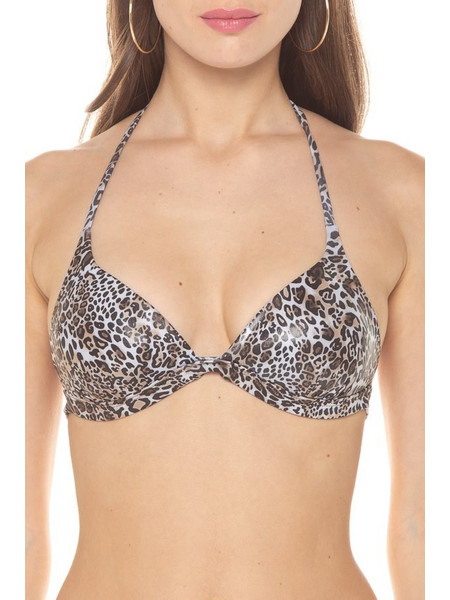 Liu Jo Wet Animalier Bikini Top με Ενίσχυση Animal Print Καφέ VA2006J6402