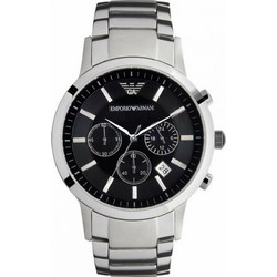 Emporio Armani Ανδρικό Ρολόι Χρονογράφος με Ασημί Μεταλλικό Μπρασελέ AR2434
