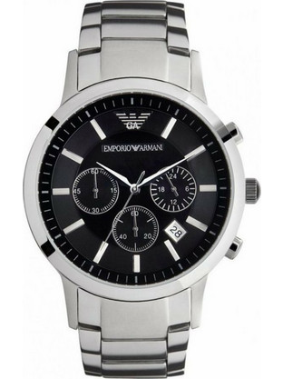 Emporio Armani Ανδρικό Ρολόι Χρονογράφος με Ασημί Μεταλλικό Μπρασελέ AR2434
