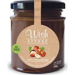 Wish Spread with Hazelnut Paste & Cocoa Πραλίνα Φουντουκιού Χωρίς Προσθήκη Ζάχαρης 220g