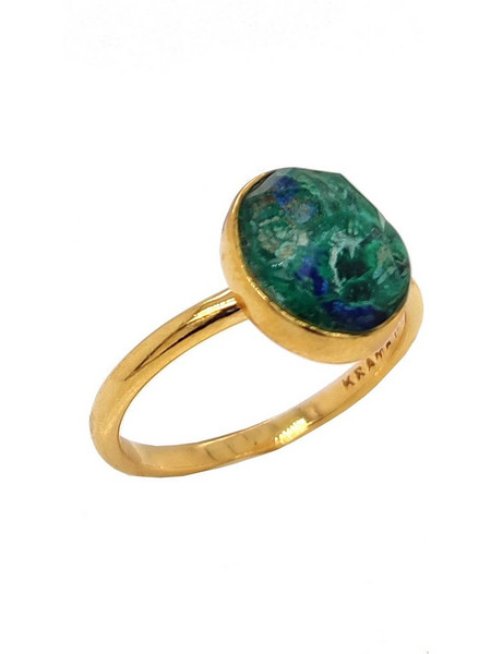 Δαχτυλίδι Anastasios Creations χρυσό ασήμι 925 με Swarovski azurite FD418