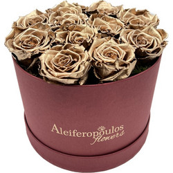 Παντοτινά Τριαντάφυλλα Αποχυμωμένα Golden Forever Roses Σε Κουτί Υ:15cm (BOX150)